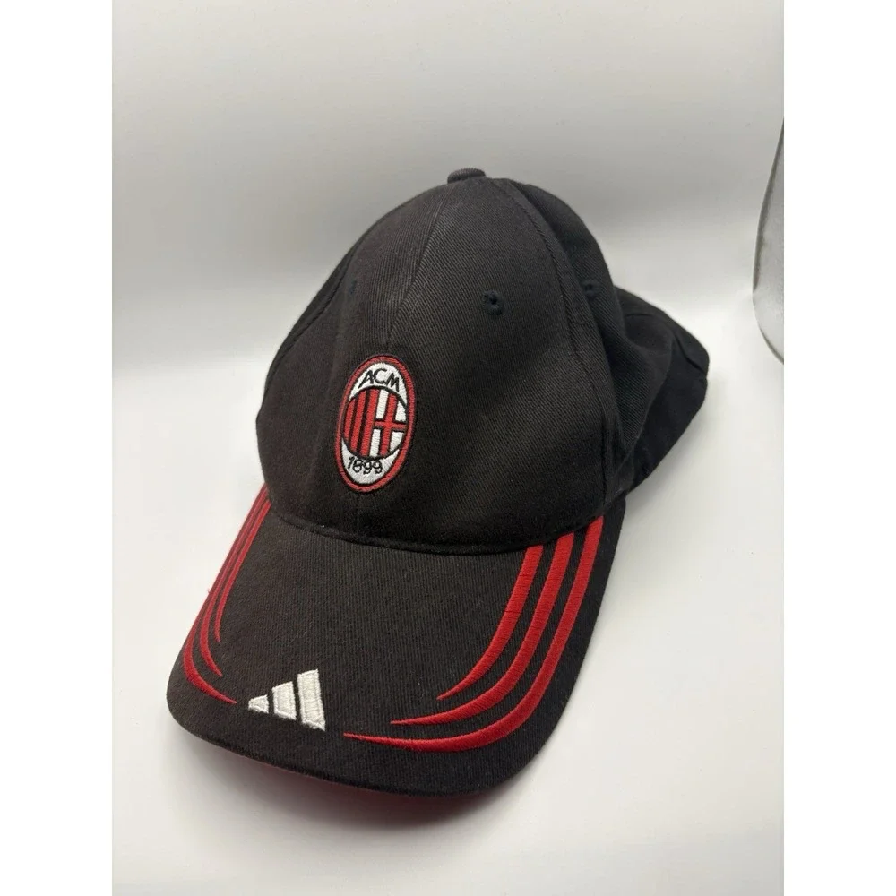 VTG Adidas AC Milan ACM Official Licensed Cap Hat Black Red Size‎ L Football